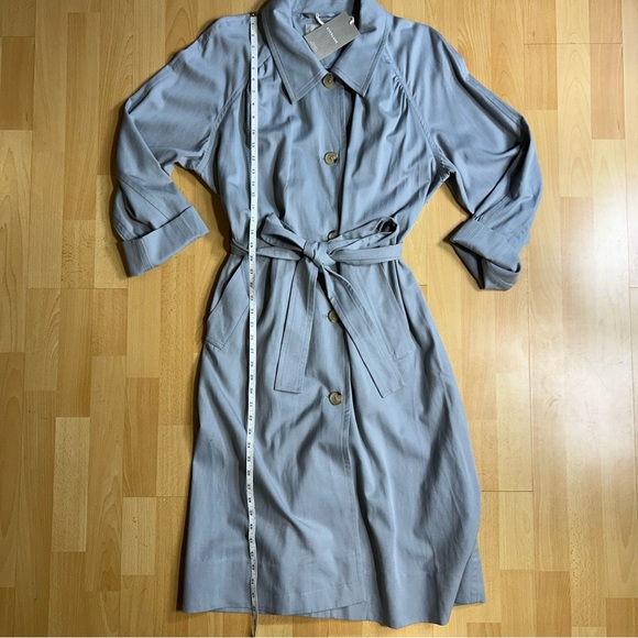 Everlane NWT The Gathered Drape Trench Coat Slate Grey XL Preppy Fall Warm - Picture 15 of 15